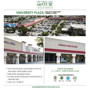 Retail Space For Lease in Sunrise, FL