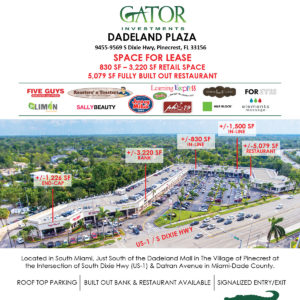 Retail, Restaurant & Bank Space For Lease in Pinecrest, FL