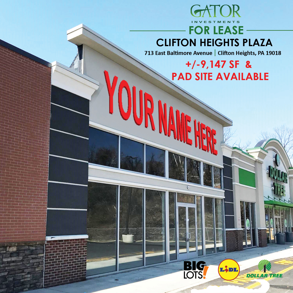Last Space Available 9,167 SF Join Lidl, Big Lots & Dollar Tree in