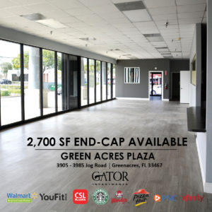 Retail space for lease in Gator Investments owned Green Acres Plaza in Greenacres, FL
