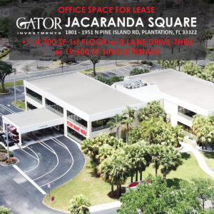 Office space for lease in Gator Investments owned Jacaranda Square in Plantation, FL