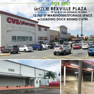 Warehouse space for rent in Gator Investments owned Rexville Plaza in Bayamon, PR