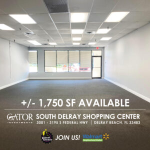 Retail space for lease in Gator Investments owned South Delray Shopping Center in Delray Beach, FL