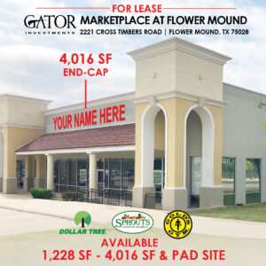 Retail space for lease in Gator Investments Owned Marketplace at Flower Mound in Flower Mound, TX