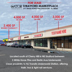 Retail space for lease in Gator Investments owned Stratford Marketplace in Stratford, NJ