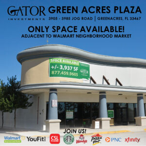 Retail space for lease in Gator Investments owned Green Acres Plaza in Greenacres, FL
