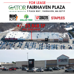 Anchor Space for Lease in Gator Investments owned Fairhaven Plaza in Fairhaven, MA