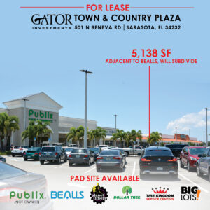 Retail space for lease in Gator Investments owned Town & Country Plaza in Sarasota, FL