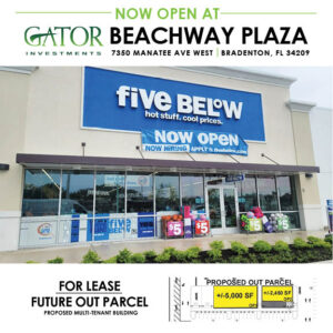 Retail space for lease in Gator Investments owned Beachway Plaza in Bradenton, FL