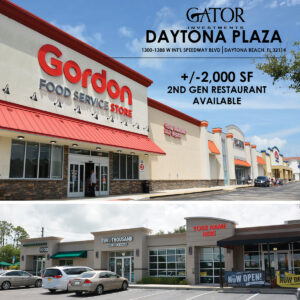 Restaurant available in Gator Investments owned Daytona Plaza in Daytona Beach, FL