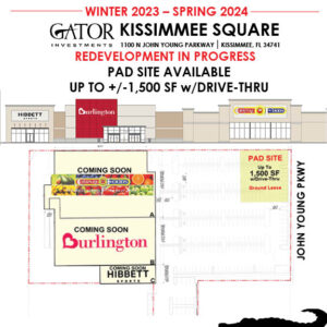 Pad Site Available in Gator Investments owned Kissimmee Square in Kissimmee, FL