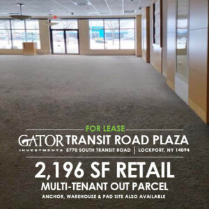 Retail space for lease in Gator Investments owned Transit Road Plaza in Lockport, NY