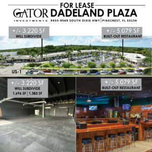Retail space for lease in Gator Investments owned Dadeland Plaza in Pinecrest, FL