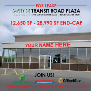 Retail space for lease in Gator Investments owned Transit Road Plaza in Lockport, NY