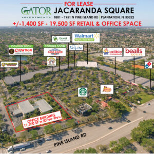 Retail and Office Space For Lease in Gator Investments owned Jacaranda Square in Plantation, FL