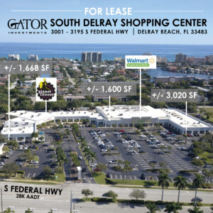 Retail space for lease in Gator Investments owned south Delray Shopping Center in Delray Beach, FL