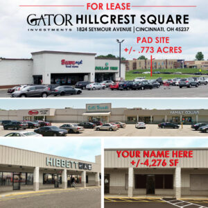 Retail space for lease in Gator Investments owned Hillcrest Square in Cincinnati, OH