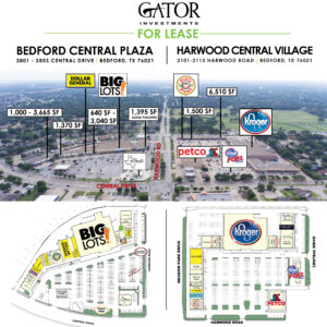 Retail Space For Lease in Gator Investments owned Harwood Central Village & Bedford Central Plaza in Bedford, TX