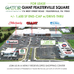 Retail space for lease in Gator Investments owned Giant Feasterville Square in Feasterville, PA