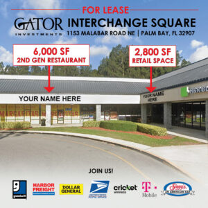 Retail and Restaurant Space For Lease in Gator Investments owned Interchange Square in Palm Bay, FL