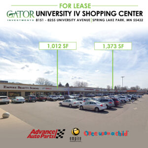 Retail space for lease in Gator Investments owned University IV Shopping Center in Spring Lake Park, MN