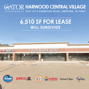 Retail space for lease in Gator Investments owned Harwood Central Village in Bedford, TX