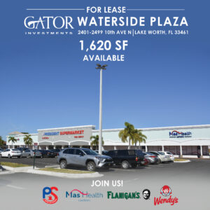 Retail space for lease in Gator Investments owned Waterside Plaza in Lake Worth, FL
