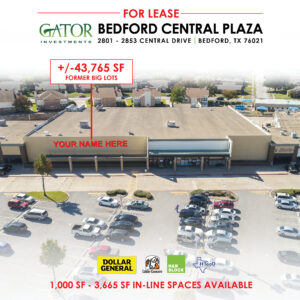 Retail space for lease in Gator Investments owned Bedford Central Plaza in Bedford, TX