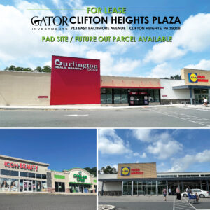 Pad Site Available in Gator Investments owned Clifton Heights Plaza in Clifton Heights, PA