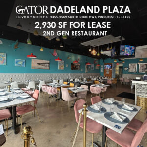 Restaurant Space For Lease in Gator Investments owned Dadeland Plaza in Pinecrest, FL
