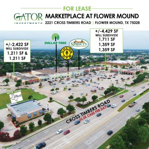 Retail space for lease in Gator Investments owned Marketplace at Flower Mound in Flower Mound, TX