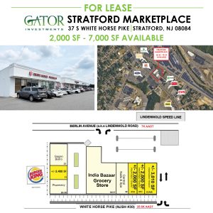 Retail space for lease in Gator Investments owned Stratford Marketplace in Stratford, NJ